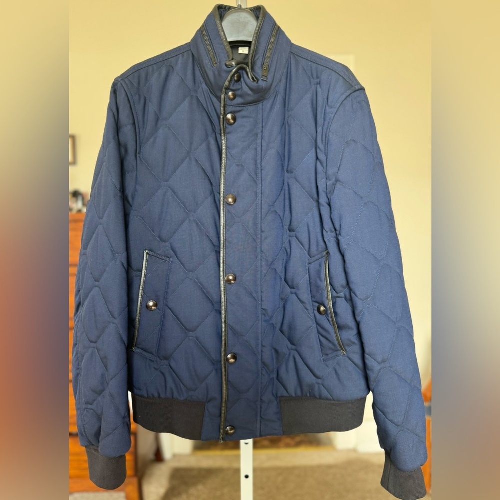 Burberry Navy Quilted Bomber Jacket